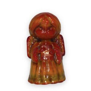 Vintage Mosser Slag Glass Angel Red Orange MCM Christmas Choir Girl Art Glass